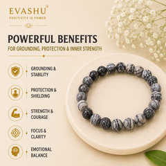 Black Picasso Jasper Bracelet – Natural Stone Bracelet for Balance, Everyday Calm & Daily Wear | Unisex Crystal Jewellery
