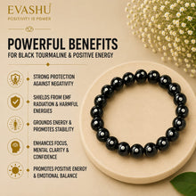 Load image into Gallery viewer, Black Tourmaline Bracelet – Natural Beaded Bracelet for Protection, Grounding &amp; Everyday Wear | Unisex Crystal Jewellery

