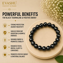 Black Tourmaline Bracelet – Natural Beaded Bracelet for Protection, Grounding & Everyday Wear | Unisex Crystal Jewellery