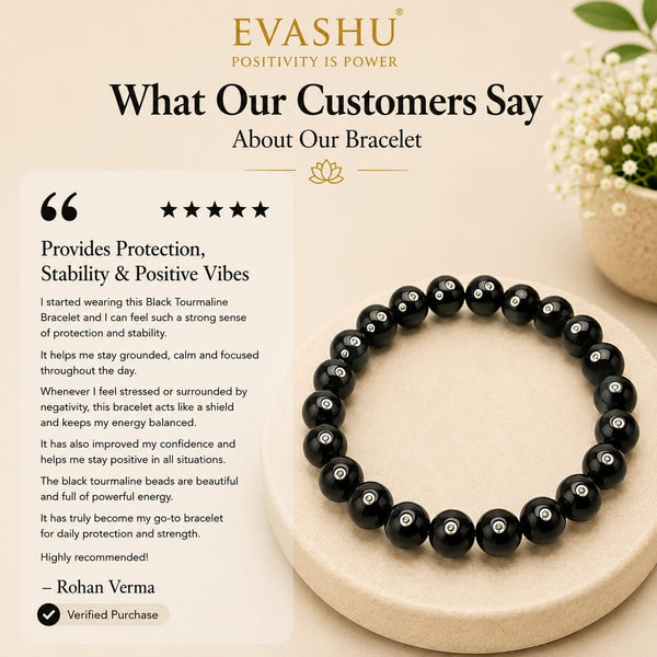 Black Tourmaline Bracelet – Natural Beaded Bracelet for Protection, Grounding & Everyday Wear | Unisex Crystal Jewellery