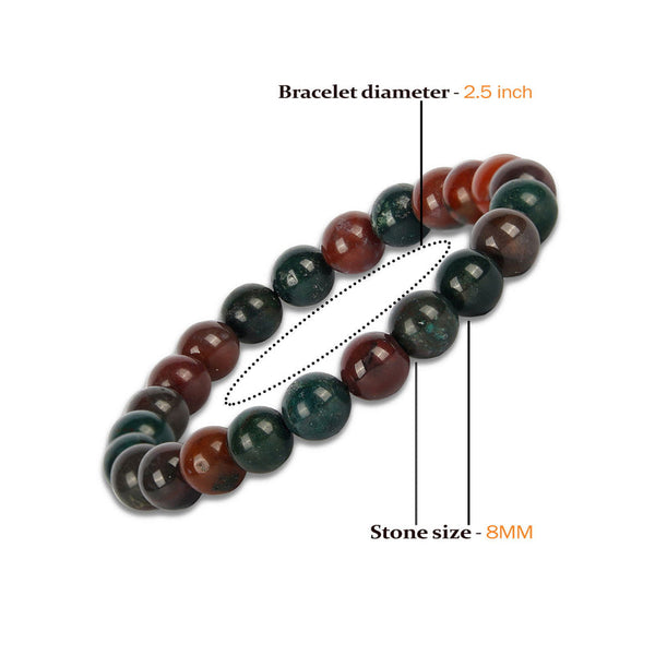 Model wearing a stylish Bloodstone bracelet to highlight its elegance and aesthetic appeal. Get to know more about the Bloodstone benefits