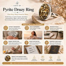 Load image into Gallery viewer, Certified Original Pyrite Ring – Adjustable Natural Stone Ring for Confidence, Prosperity &amp; Everyday Wear | Unisex Crystal Jewellery
