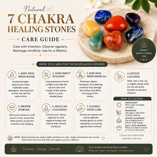 7 Chakra Stone Tumble Set – Natural Healing Crystal Stones for Reiki, Meditation & Energy Balancing | Chakra Crystal Kit