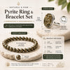 Pyrite Ring & Pyrite Bracelet Set – Natural Crystal Jewellery Combo for Confidence, Protection & Everyday Wear | Unisex Gift Set