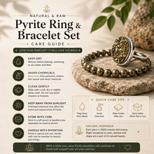 Load image into Gallery viewer, Pyrite Ring &amp; Pyrite Bracelet Set – Natural Crystal Jewellery Combo for Confidence, Protection &amp; Everyday Wear | Unisex Gift Set

