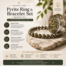 Load image into Gallery viewer, Pyrite Ring &amp; Pyrite Bracelet Set – Natural Crystal Jewellery Combo for Confidence, Protection &amp; Everyday Wear | Unisex Gift Set
