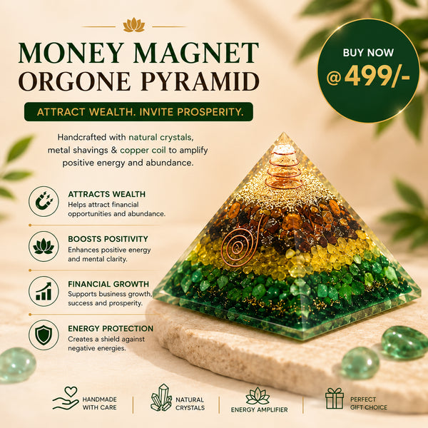 Original Money Magnet Orgone Pyramid – Crystal Décor Piece for Prosperity, Confidence & Positive Energy | Home, Office & Vastu Décor