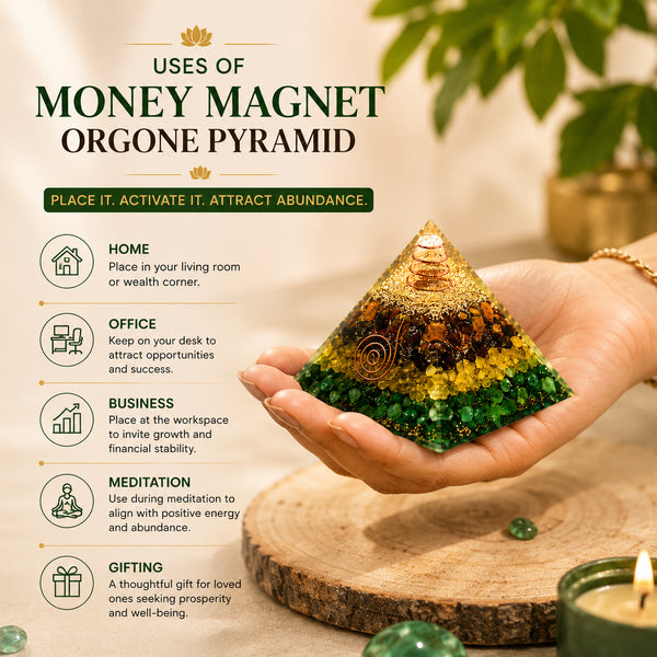 Original Money Magnet Orgone Pyramid – Crystal Décor Piece for Prosperity, Confidence & Positive Energy | Home, Office & Vastu Décor