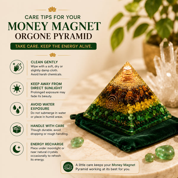 Original Money Magnet Orgone Pyramid – Crystal Décor Piece for Prosperity, Confidence & Positive Energy | Home, Office & Vastu Décor