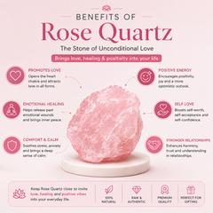 Raw Rose Quartz Stone – Natural Crystal for Love, Calmness & Emotional Balance | Healing Crystal Décor for Home, Meditation & Gifting