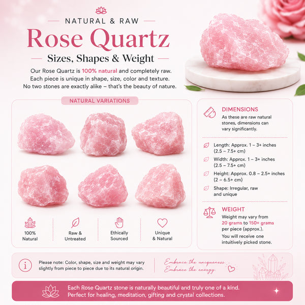 Raw Rose Quartz Stone – Natural Crystal for Love, Calmness & Emotional Balance | Healing Crystal Décor for Home, Meditation & Gifting