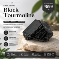 Black Tourmaline Stone – Natural Crystal for Grounding, Protection & Positive Space Décor | Healing Crystal for Home, Meditation & Gifting
