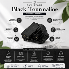Black Tourmaline Stone – Natural Crystal for Grounding, Protection & Positive Space Décor | Healing Crystal for Home, Meditation & Gifting