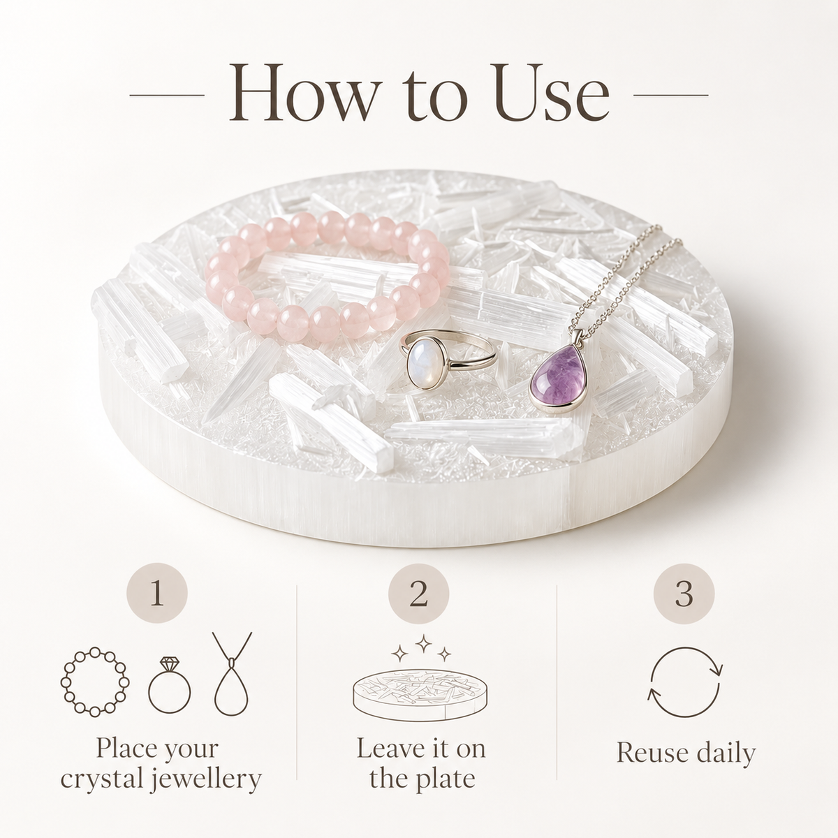 How to use Raw Selenite Plate with crystal jewellery