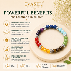 7 Chakra Reiki Bracelet for composed everyday energy - Provides Triple Protection & Alignment -