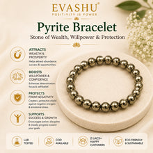Load image into Gallery viewer, Pyrite Bracelet – Natural Crystal Bracelet for Confidence, Focus &amp; Modern Daily Wear | Unisex Premium Jewellery

