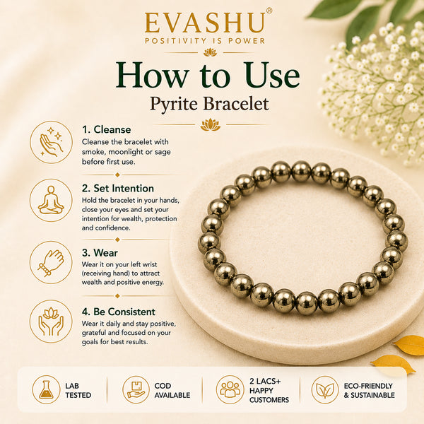 Pyrite Bracelet – Natural Crystal Bracelet for Confidence, Focus & Modern Daily Wear | Unisex Premium Jewellery