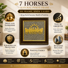 7 Horses Natural Pyrite Frame – Wealth, Success & Growth Décor for Home & Office | 7.5 Inches