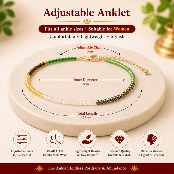 Pack of 2 Money Magnet Anklet (Dhan Yog) – Crystal Anklet for Prosperity, Confidence & Daily Wear | Wealth-Inspired Jewellery for Women