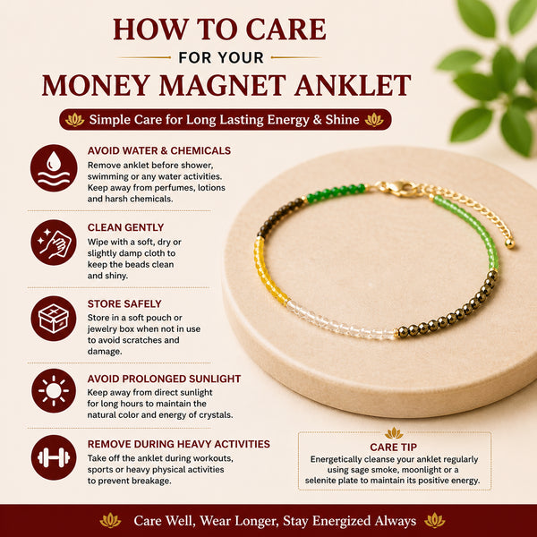 Pack of 2 Money Magnet Anklet (Dhan Yog) – Crystal Anklet for Prosperity, Confidence & Daily Wear | Wealth-Inspired Jewellery for Women