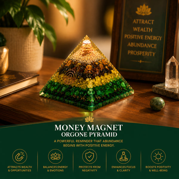 Original Money Magnet Orgone Pyramid – Crystal Décor Piece for Prosperity, Confidence & Positive Energy | Home, Office & Vastu Décor