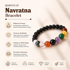 Pack of 2 Navratna Bracelet – Natural 9 Gemstone Bracelet for Balance, Harmony & Everyday Wear | Unisex Crystal Jewellery