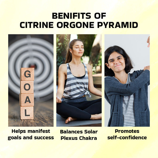 Reiki Healing & Vastu Feng Shui Yellow Citrine Orgone Pyramid - Manifestation, Success & Prosperity