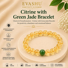 Citrine & Green Jade Bracelet – Natural Stone Bracelet for Wealth, Prosperity & Everyday Wear | Unisex Crystal Jewellery