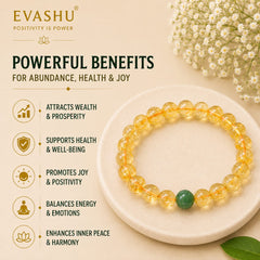 Citrine & Green Jade Bracelet – Natural Stone Bracelet for Wealth, Prosperity & Everyday Wear | Unisex Crystal Jewellery