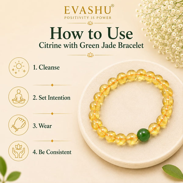 Citrine & Green Jade Bracelet – Natural Stone Bracelet for Wealth, Prosperity & Everyday Wear | Unisex Crystal Jewellery