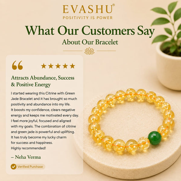 Citrine & Green Jade Bracelet – Natural Stone Bracelet for Wealth, Prosperity & Everyday Wear | Unisex Crystal Jewellery