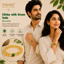 Load image into Gallery viewer, Citrine &amp; Green Jade Bracelet – Natural Stone Bracelet for Wealth, Prosperity &amp; Everyday Wear | Unisex Crystal Jewellery
