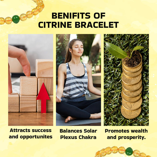 Natural Citrine Stone & Green Jade Bracelet – Wealth, Prosperity & Positive Energy | Unisex