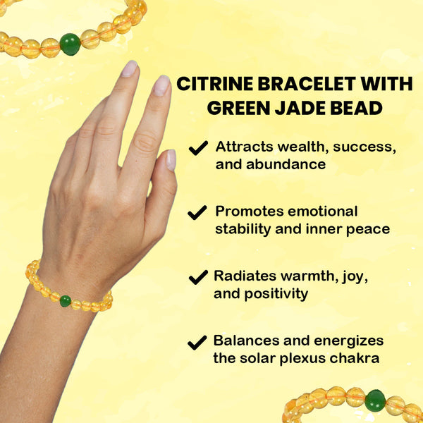 Natural Citrine Stone & Green Jade Bracelet – Wealth, Prosperity & Positive Energy | Unisex