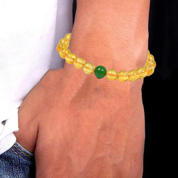 Natural Citrine Stone & Green Jade Bracelet – Wealth, Prosperity & Positive Energy | Unisex