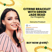 Load image into Gallery viewer, Natural Citrine Stone Bracelet with Green Jade Bead: Wealth &amp; Prosperity for Men, Women &amp; Kids
