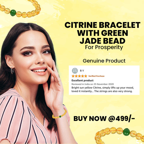 Natural Citrine Stone & Green Jade Bracelet – Wealth, Prosperity & Positive Energy | Unisex