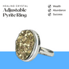 Certified Original Pyrite Ring for Women and Men - Real Pyrite Stone for Wealth, Abundance & Success - Adjustable Fit