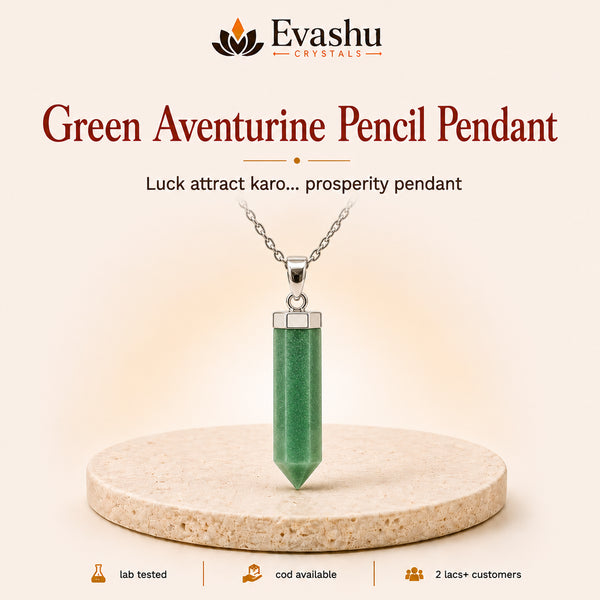 Green Aventurine Pendant – Healing Pencil Necklace for Prosperity, Luck & Positive Energy