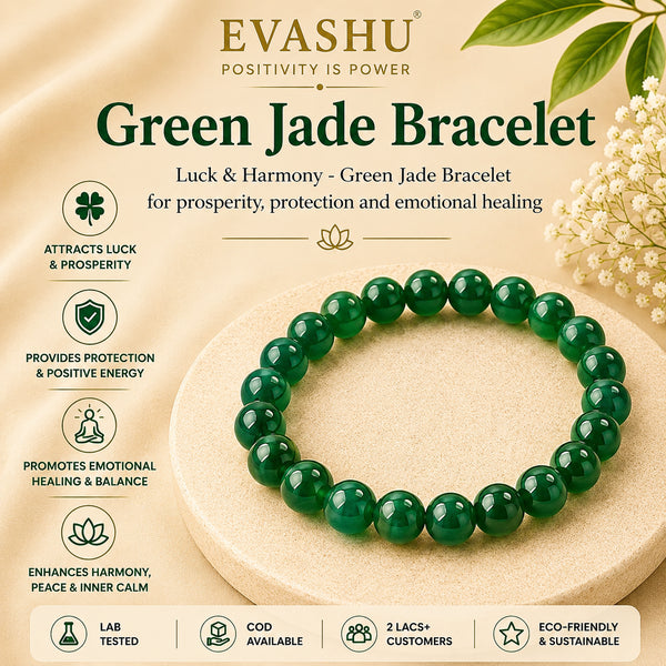 Green Jade Bracelet – Natural Stone Bracelet for Balance, Prosperity & Everyday Wear | Unisex Crystal Jewellery