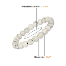 Load image into Gallery viewer, The Howlite bracelet with a focus on its vibrant color and unique texture.
