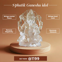 Load image into Gallery viewer, Sphatik / Clear Quartz Ganesh – Symbol of Clarity, Healing, and Divine Protection – Bringer of Positive Energy and Wisdom
