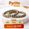 Natural Pyrite Bracelet Pack of 2 | Adjustable Wealth & Protection Crystal Bracelets for Men & Women
