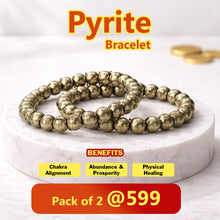 Load image into Gallery viewer, Natural Pyrite Bracelet Pack of 2 | Adjustable Wealth &amp; Protection Crystal Bracelets for Men &amp; Women

