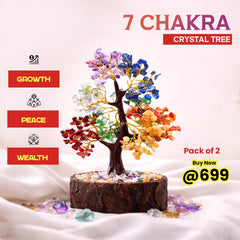 Pack of 2 – Seven Chakra Trees with Wooden Base | Wealth, Prosperity & Positive Energy