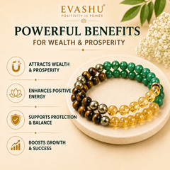 Pack of 2 Money Magnet Crystal Bracelets – Natural Wealth & Prosperity Bracelets for Daily Wear | Unisex Adjustable Crystal Jewellery