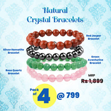Load image into Gallery viewer, Close-up of Green Aventurine, Silver Hematite, Red Jasper, Rose Quartz bracelet showing intricate details and natural Green Aventurine, Silver Hematite, Red Jasper, Rose Quartz stone.
