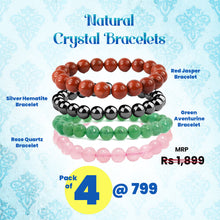 Load image into Gallery viewer, Close-up of Green Aventurine, Silver Hematite, Red Jasper, Rose Quartz bracelet showing intricate details and natural Green Aventurine, Silver Hematite, Red Jasper, Rose Quartz stone.
