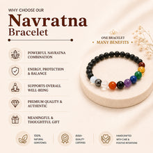 Load image into Gallery viewer, Navratna Bracelet – Natural 9 Gemstone Bracelet for Balance, Harmony &amp; Everyday Wear | Unisex Crystal Jewellery

