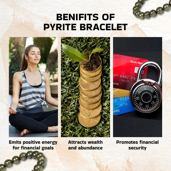 Certified Pyrite Bracelet – Authentic Pyrite Stone Healing Crystal for Wealth, Success & Positive Energy | With LAB Certificate